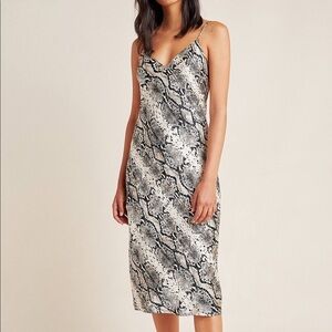 Cami NYC Silk Slip Dress Raven Snakeskin Midi SZ‎ S